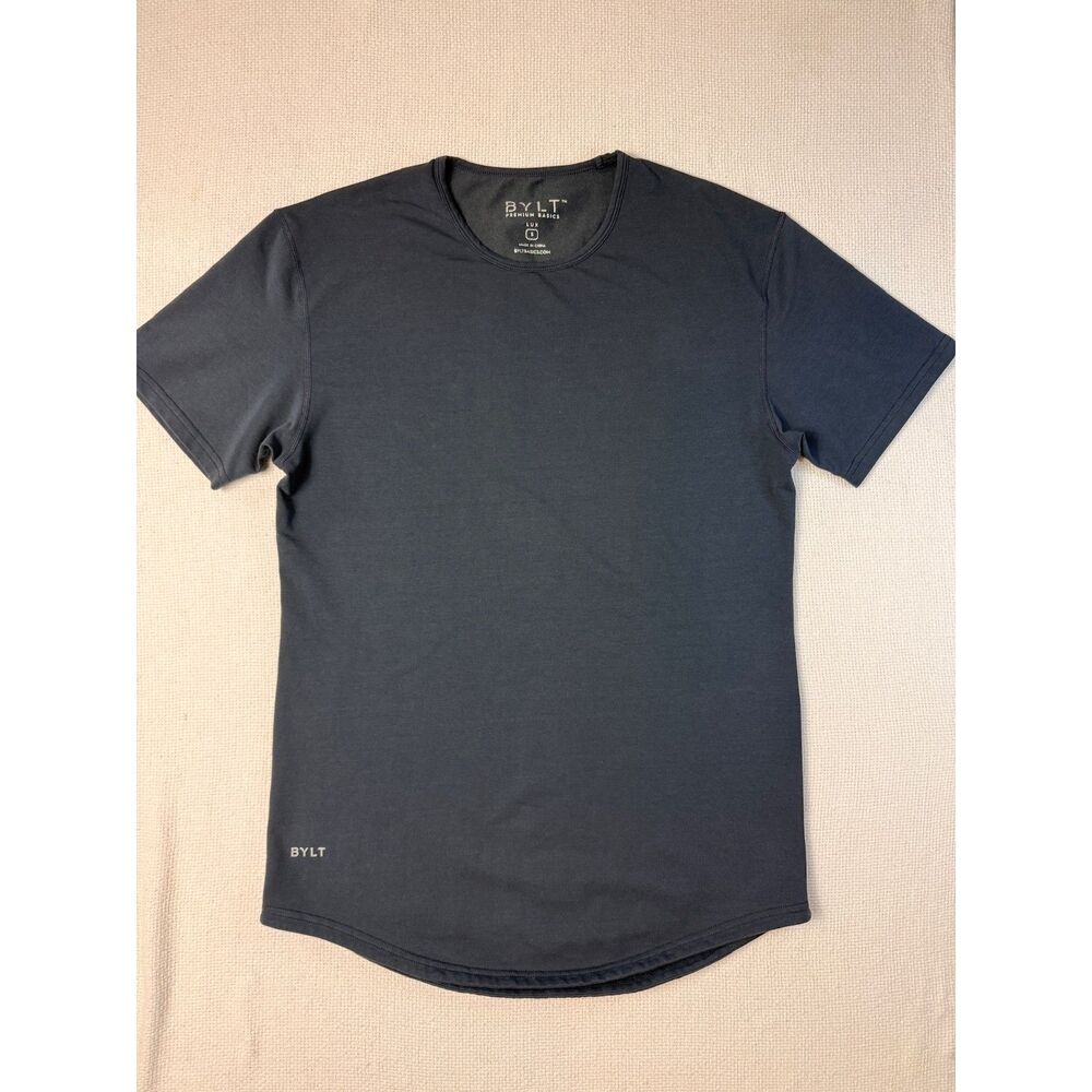 BYLT Premium Basics Drop-Cut Lux T-Shirt Men's Small Navy Crew Neck